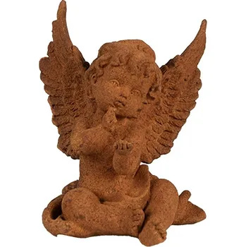 Vánoce Dekorativní rezavá figurka anděl sedící - 9*8*11 cm