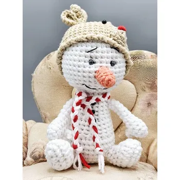 Vánoce Kateřina Vlasáková Ručně háčkovaný sněhulák sedící malý