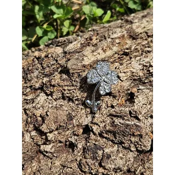 Brož Čtyřlístek - ozdobné zapínání - brož