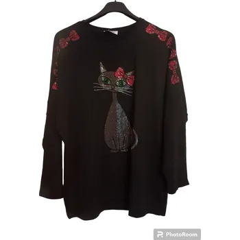 Dámská halenka Krásná teplá halenka s aplikací kočky