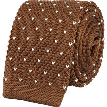 Kravata Bubibubi Hnědá pletená kravata se vzorem
