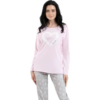 Dámské noční prádlo Dámské pyžamo ITALIAN FASHION NOELIA dlouhé růžová/print XXL 0