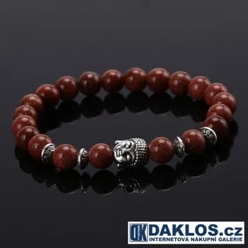 Náramek Luxusní náramek s achátovými kameny stříbrný buddha