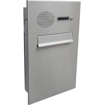 Poštovní schránka 1x poštovní schránka typu A (260x330x100) do plotu a branky + čelní deska se zvonkem a přípravou pro HM - NEREZ / šedá