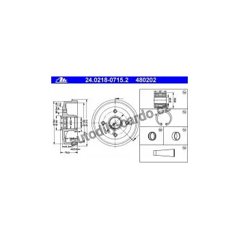 Brzdový buben Brzdový buben ATE 24.0218-0715 (AT 480202) - PEUGEOT
