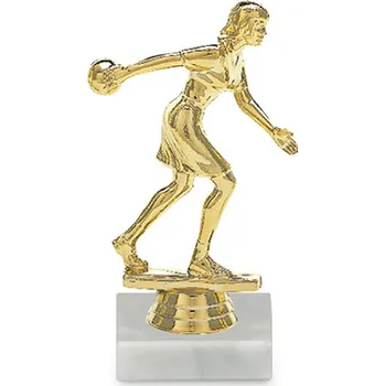 Figurka bowling žena, 14 cm, zlatá včetně podstavce