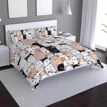 Povlečení Saténové povlečení Roztomilá zvířátka - Sablio - 140x200 / 90x70