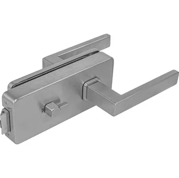 Dveřní kování MPK - UNIQUE R8 - ZÁMEK na sklo s klikou QUADRA - WC kování na sklo WC set BN - Broušená nerez