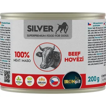 Krmivo pro psa IRONpet Silver Dog Hovězí 100% masa, konzerva 200 g