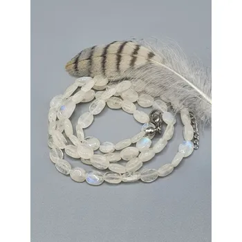 Náhrdelník Náhrdelník Měsíční kámen valounky 7 x 5 mm