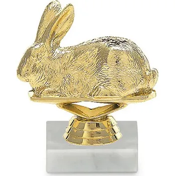 Figurka chovatelství - králík, 9 cm, zlato, včetně podstavce
