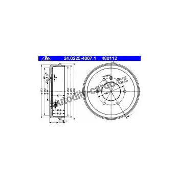 Brzdový buben Brzdový buben ATE 24.0225-4007 (AT 480112) - OPEL