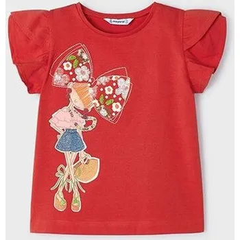 Dívčí tričko dětské červené triko s holčičkou Mayoral 3091-58 velikost 98