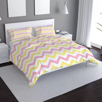 Povlečení Saténové povlečení Růžové a žluté klikyháky - Sablio - 140x200 / 90x70