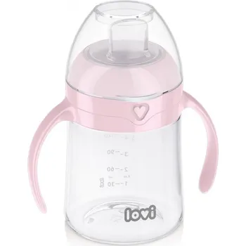 Kojenecká láhev LOVI První hrníček s pítkem 150 ml pink