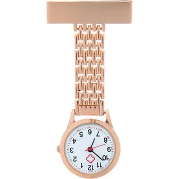 Hodinky Kovové připínací kapesní hodinky nejen pro zdravotní sestru - růžově zlaté