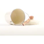 Konev 1,6l na mléko KRÉMOVÁ, d12x15cm, smalt+dřevo