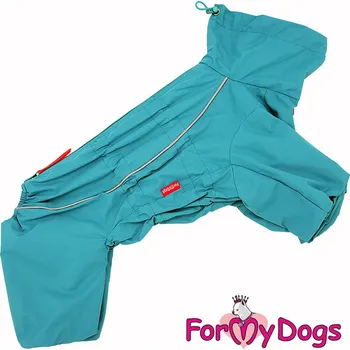 Obleček pro psa FOR MY DOGS pláštěnka PLAID AQUA, modrozelená Velikost: 14/M