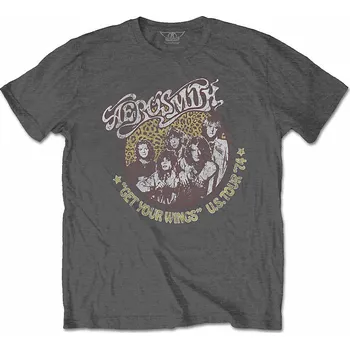 Pánské tričko Aerosmith tričko, Cheetah Print Grey, pánské L