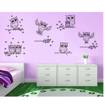 Samolepící dekorace Samolepka na zeď Sovy a sovičky (dekorace na zeď)