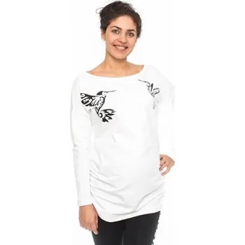 Těhotenský svetr Be MaaMaa Těhotenské triko, mikina Kolibri - bílé, vel. XL; XL (42)