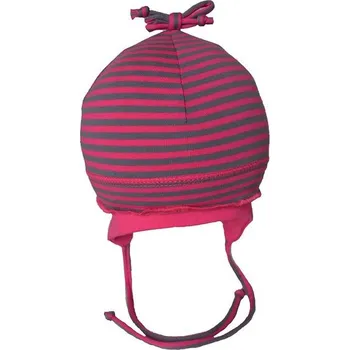 Čepice Jarní/ Podzimní kojenecká čepice z úpletu pruh 300437 cyklámen - 38-41 cm