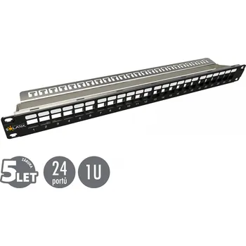 Patch panel 19" modulární neosazený patch panel Solarix 24 portů 1U SX24M-0-STP-BK-UNI-N