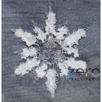 Vločka zasněžená akrylový (sklo) závěsná pr. 15 cm