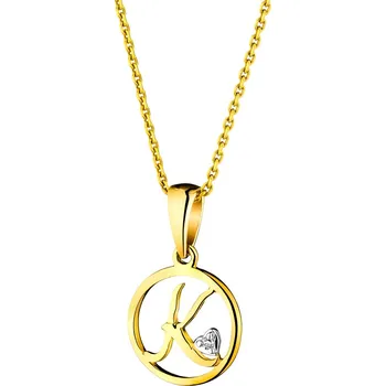 Přívěsek Zlatý přívěsek s diamantem - písmeno K - 0,003 ct - ryzost 585 - 109.599/K