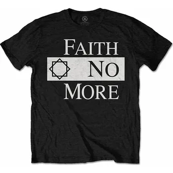 Pánská móda Faith No More tričko, Classic New Logo Star White on Black, pánské S