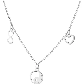 Náhrdelník Stříbrný náhrdelník - jin a jang, srdce, nekonečno - AP534-0274