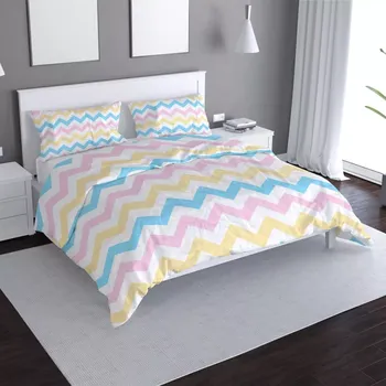 Povlečení Saténové povlečení Tříbarevné klikyháky - Sablio - 140x200 / 90x70