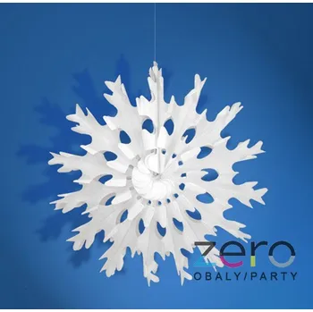 Rozeta vločka papírová závěsná pr. 37 cm - bílá