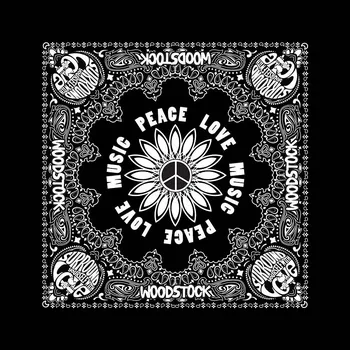 Šátek Woodstock šátek, Peace, Love &amp; Music 55 x 55cm