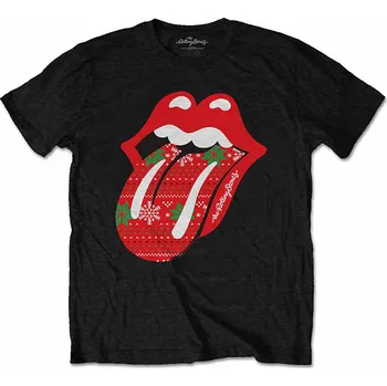 Pánská móda Rolling Stones tričko, Christmas Tongue Black, pánské M