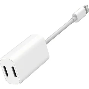 Adaptér pro iPhone 2x lightning konektor pro sluchátka i nabíjení - bílý