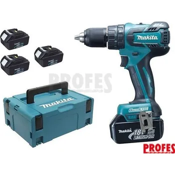 Elektrické nířadí Makita DHP459RF3J Aku bezuhlíkový příklepový šroubovák Li-ion 3xaku 18V 3,0 Ah,Makpac