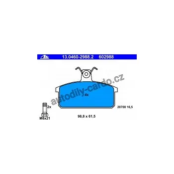 Brzdová destička Sada brzdových destiček ATE 13.0460-2988 (AT 602988) - LANCIA