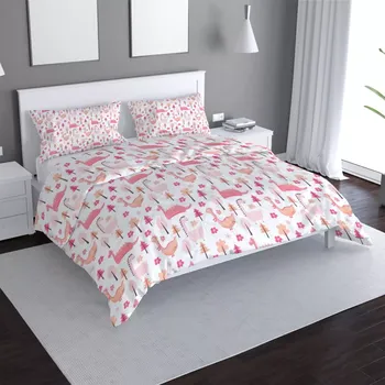 Povlečení Saténové povlečení Růžoví dinosauři - Sablio - 140x220 / 90x70