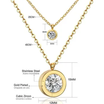 Náhrdelník Dvojitý náhrdelník z nerezové oceli - 23G krystal