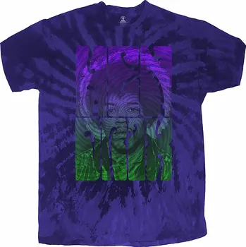 Pánská móda Jimi Hendrix tričko, Swirly Text Dip-Dye Blue, pánské XL