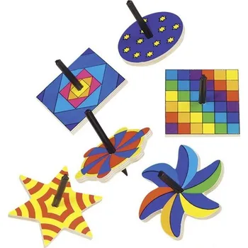 Dřevěná hračka Drobné hračky - Káča dřevěná, Tvary, 1ks (Goki)