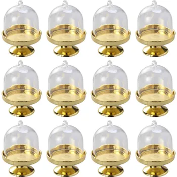12 ks Mini stojanů na dorty a bonbóny se skleněným zvonem