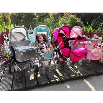 Kočárek pro panenku Multifunkční kočárek pro panenky 4v1 Tyrkysová