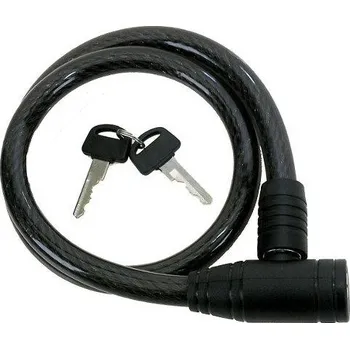 Zámek na kolo Zámek lanko M-WAVE 15x800mm , kouřová barva ,2 klíče.