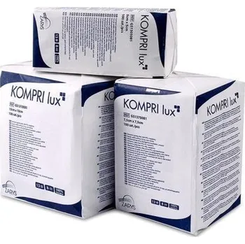 Kompres ZARYS lnternational Group KOMPRI lux, gázové kompresy s RTG kontrastním vláknem, nesterilní, 100 Ks Velikost: 5 x 5 cm, Počet nití: 17/16
