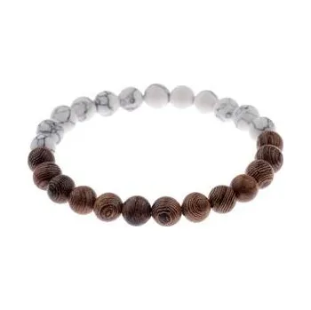 Náramek KN350 Pánský korálkový náramek Howlit + dřevo