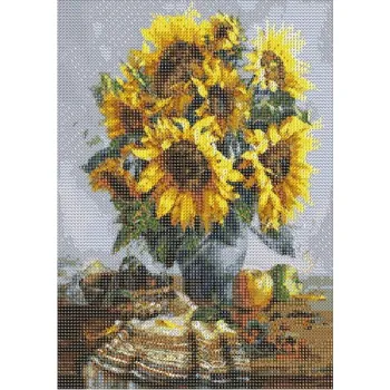 Diamantové malování Diamantové malování - výšivka - 30x40 cm - kytice slunečnic