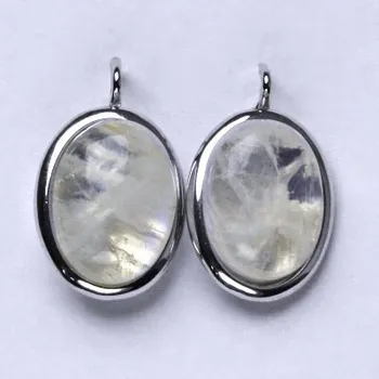 Náušnice Stříbrné náušnice, přírodní měsíční kámen, náušnice ze stříbra, NK 1455