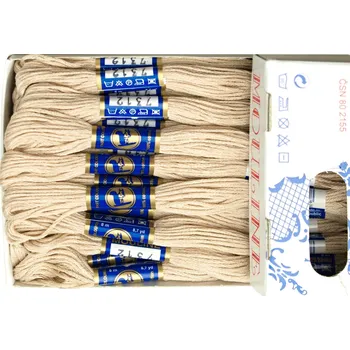 Příze Snový svět 7312 - Bavlněná vyšívací příze Mouline bílá káva